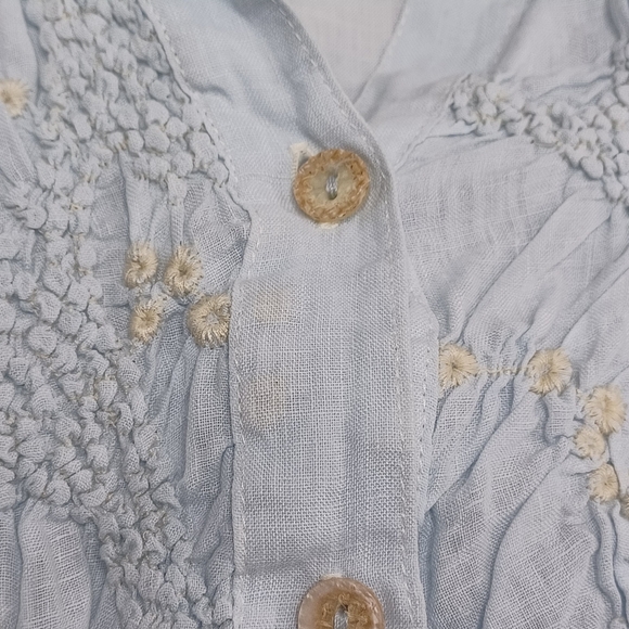 Sunday Linen Embroidered Sz S Costal Dainty Button Down Front Shirt - Picture 13 of 15